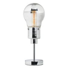 Image of Litecraft Table Lamp E27 Base With Quirky Bulb Shade - Polished Chrome, Clear   
