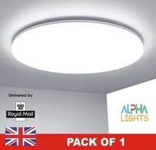 Image of 24W Waterproof Bathroom Ceiling Light, 6000K LED Flush Mount Indoor Light