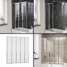 Image of Nes Home 1400mm Fold Door Bath Framed Shower Screen Chrome
