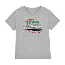 Image of Star Wars Grogu Christmas Merry Force Be With You Kids T-Shirt Athletic Heather
