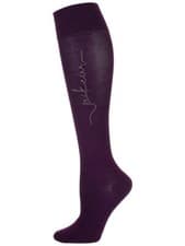 Image of Pikeur Knee High Crystal Logo Socks Dark Purple - 38-40