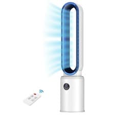 Image of HADEN BLADELESS TOWER FAN SAFE PETS KIDS REMOTE TIMER 3 SPEED LCD QUIET COOLING