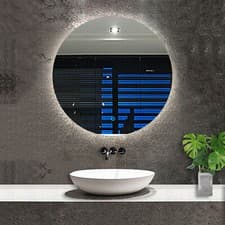Image of Round Bathroom Mirror with Backlit LED Lights Demister Dimmable Color Changing