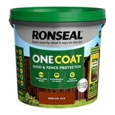 Image of Ronseal 5 Litre Medium Oak One Coat Fence Life Fast Quick Dry Garden Shed Paint