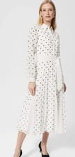 Image of Hobbs Lucille Polka Dot Navy And White Dress
