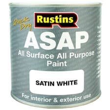 Image of Satin White All Surface All Purpose Paint Rustins Quick Dry ASAP 500ml UK Made