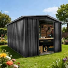 Image of Metal Garden Shed 6 X 4, 8 X 6, 8 X 10FT Garden Storage With Foundation Base