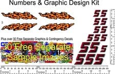 Image of R/C Vinyl Decal 1/16th Scale Bevel 2-D Red (# 5's) Graphic Flame Kit R121