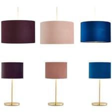 Image of Litecraft Velvet Table Lamp & Light Shade 35 cm Easy Fit Lampshade - 3 Colours