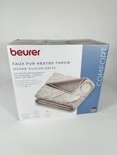 Image of Beurer HD75 Cosy Electric Heated Throw Blanket, 6 Settings, Beige/Brown