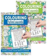 Image of COLOURING WORD SEARCH BOOK - ADULT'S ACTIVITY floral/animals - TWICE THE FUN!!