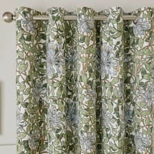 Image of William Morris HONEYSUCKLE POWDER B Blckout Lind EYELET curtains W228 182cm drop