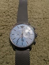 Image of Emporio Armani AR11201 43mm Black Stainless Steel Case Strap Men's Wristwatch