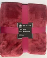 Image of 2 x Ultra Plush Supersoft Plain Fleece Throw in Earth Red 140cm x 200cm
