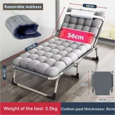 Image of Reclining Sun Lounger Garden Folding Chair Bed Recliner Beach Camping with mat