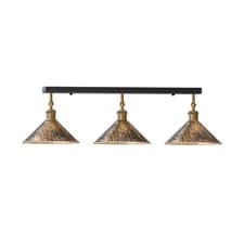 Image of Semi Flush Mount Industrial 3-Way Cone metal Ceiling Light Refurbished 50cm Rose