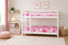 Image of Wooden Bunk Bed children Kids 2ft6 Shorty in White or Natural Pine Small Single