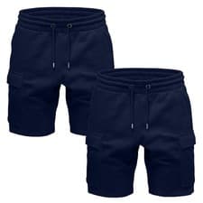 Image of 2 Pack Mens Combat Cargo Shorts Fleece Summer Jogging Shorts for Gym Elasticated