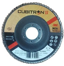 Image of 3M CUBITRON II FLAP DISC 115mm X 22,23MM 13300 Rpm 60+ 967A CONICAL PN65052 Pack