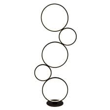 Image of 5 Lights LED Multi Ring Modern Design Matt Black Home Floor Standing Light Lamp
