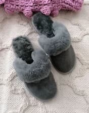 Image of Grey Sheepskin Mule/ Slip-on Slippers