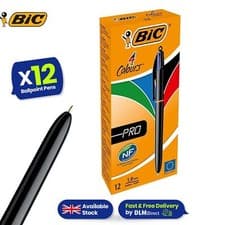 Image of BIC 4 Colour Pro Pens Multi-Colour Pro 1.0mm Tip 12 in 1 Pack Refillable