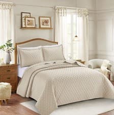 Image of Quilted Bedspread Set 3 Piece Bed Throw With Pillow Shams Single Double King SK