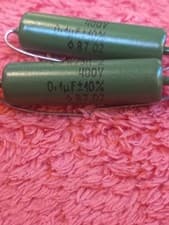 Image of 2x Capacitor 0.1uF 100nF 10% 400V Polypropylene Axial Metal Film East made free