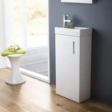 Image of Compact Cloakroom Bathroom 400mm Vanity Unit with Ceramic Basin/Sink