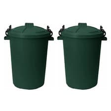 Image of 2 x Dustbins with Clip Lock Lids Home Kitchen Garden Rubbish 50L Waste Storage