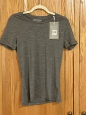 Image of Icebreaker Womens Tech Lite II SS T-Shirt Merino Wool Gritstone Heather Sz Small