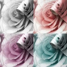 Image of Muriva Madison Floral Glitter Wallpaper Roses Sparkle Pink Purple Teal Silver