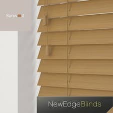 Image of NewEdgeBlinds PVC Faux Wood String Venetian Blinds Grained 50mm Made To Measure