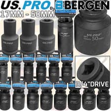 Image of US PRO 3/4"Dr DEEP IMPACT SOCKET 6PT HEX Long Reach IMPACT SOCKET 17mm - 50mm