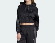 Image of adidas Women's Originals PEARL CROPPED ZIP Limited Edition HOODIE Black