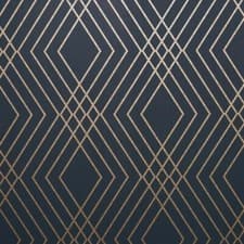 Image of Fine Decor Shard Trellis Wallpaper Navy Blue Gold Geometric Metallic FD42605
