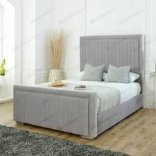 Image of Soft Velvet Ottoman Storage Bed Gas Lift Upholstered Bed Frame with Headboard