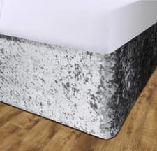 Image of Bed Base Wrap Elasticated Divan Skirt Crushed Velvet Cover Single Double King