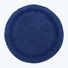 Image of 100% Cotton Luxury Reversible Round Bath Mat 80cm Diameter Thick, Soft, Non-Slip