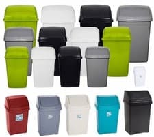 Image of PLASTIC SWING TOP BIN WASTE 8L 15L 25L 50L RUBBISH DUST HOME KITCHEN OFFICE