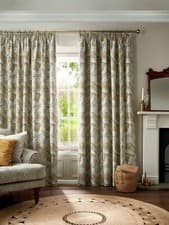 Image of William Morris Acanthus Flint Blackout Pencil Pleat Curtains 90 x 72”. RRP £140