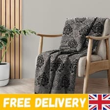 Image of EHC Damask Traditional Beige Chenille Jacquard Sofa Bed Blanket Throw,125X150Cm