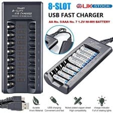 Image of Fast Battery Charger 8 Slot For AA/AAA Ni-MH/Ni-Cd Rechargeable Batteries