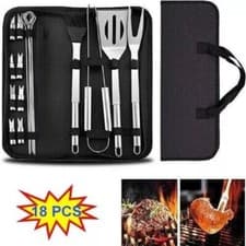Image of 18X Stainless Steel BBQ Grill Tool Set Outdoor Utensil Cooking Cutlery Kit Case
