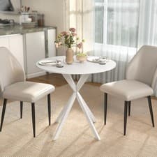 Image of 80cm Round Dining Table with Cross Steel Legs for Dining Room