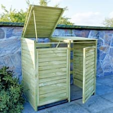 Image of Double Wheelie Bin Store - Pressure Treated Wood, FSC® Certified, Base Anchors