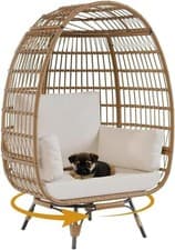 Image of Oversized Swivel Patio Egg Garden Chair Rattan Indoor Outdoor Furniture Hammock