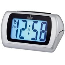Image of Acctim Auric Digital LCD Display Alarm Clock with Snooze Silver 12340
