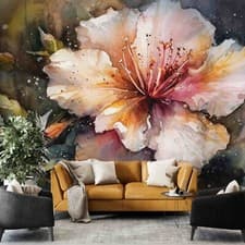 Image of 3D Abstract Art Floral Painting Self-adhesive Removeable Wallpaper Wall Mural
