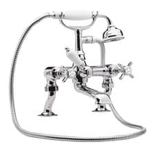 Image of Nuie Beaumont Luxury Traditional Cranked Bath Shower Mixer Tap Chrome Bathroom